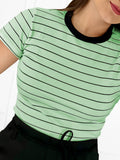 Camiseta listrada Blogger Verão Verão Casual Verão Verão Frete rápido Frete grátis Confortável Malha Casual Sucesso Ativa