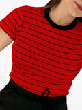 Camiseta listrada Blogger Verão Verão Casual Verão Verão Frete rápido Frete grátis Confortável Malha Casual Sucesso Ativa