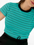 Camiseta listrada Blogger Verão Verão Casual Verão Verão Frete rápido Frete grátis Confortável Malha Casual Sucesso Ativa