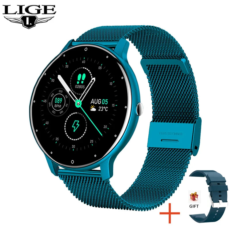 Relógio inteligente feminino LIGE 2025 com tela sensível ao toque, esportivo, fitness, IP67, à prova d'água, Bluetooth, para Android e iOS Sucesso Ativa