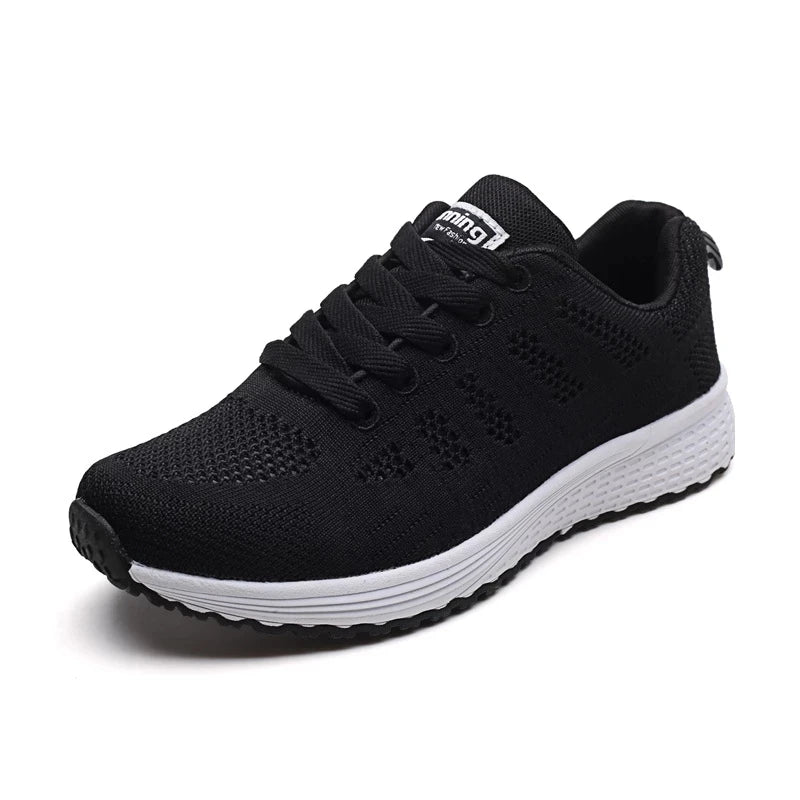 Sapatos casuais femininos da moda, respiráveis, de malha, para caminhada, tênis