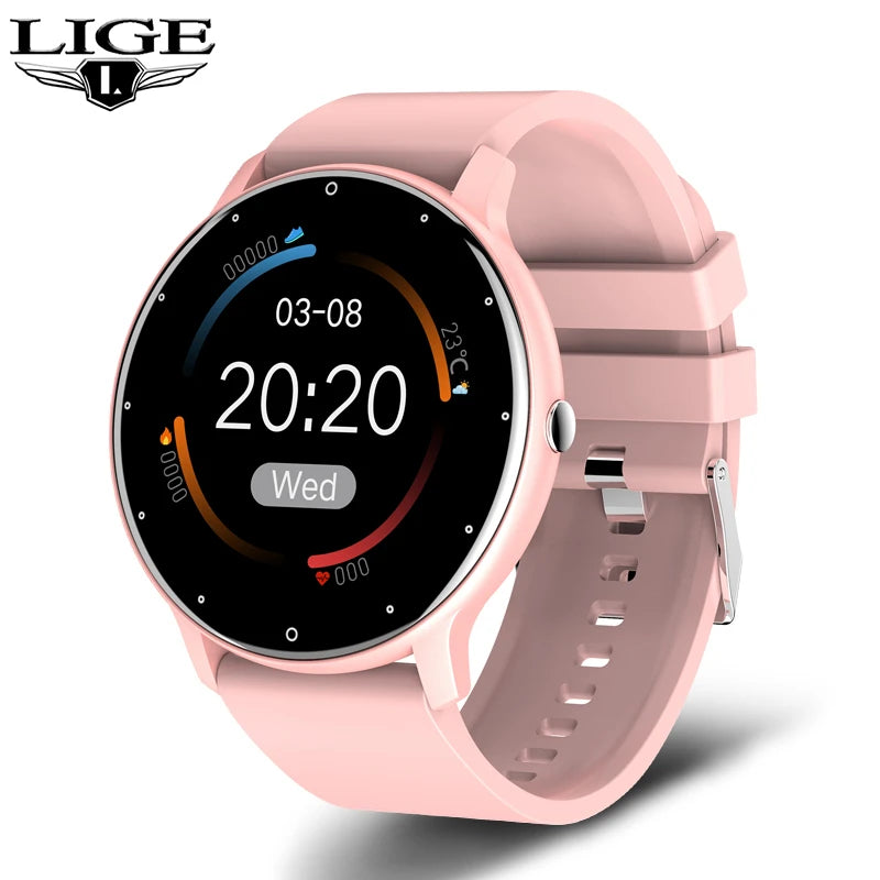 Relógio inteligente feminino LIGE 2025 com tela sensível ao toque, esportivo, fitness, IP67, à prova d'água, Bluetooth, para Android e iOS Sucesso Ativa