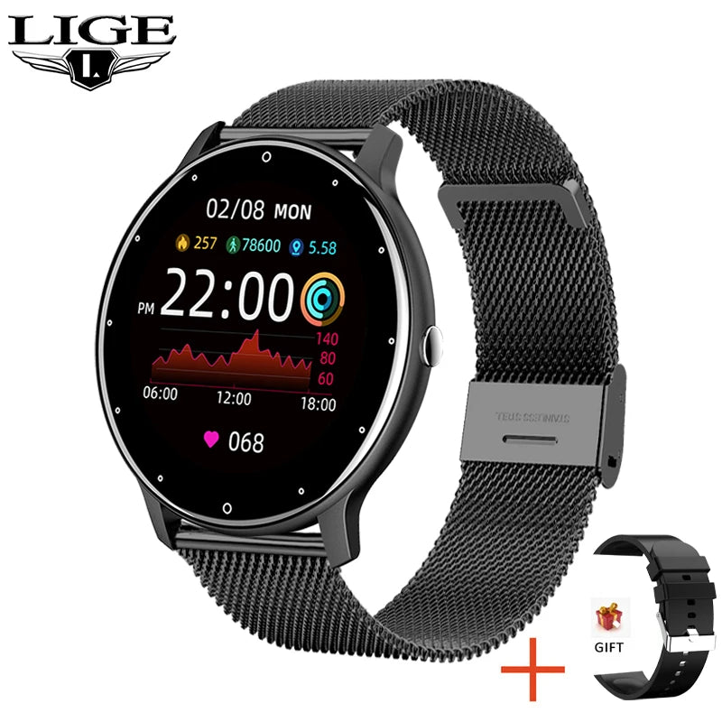 Relógio inteligente feminino LIGE 2025 com tela sensível ao toque, esportivo, fitness, IP67, à prova d'água, Bluetooth, para Android e iOS Sucesso Ativa