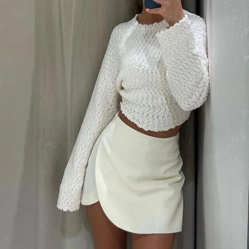 TRAF Saia-calça feminina cintura alta marrom, saia estilosa verão rosa preta mini saia shorts assimétrico casual off white Sucesso Ativa