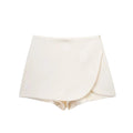 TRAF Saia-calça feminina cintura alta marrom, saia estilosa verão rosa preta mini saia shorts assimétrico casual off white Sucesso Ativa