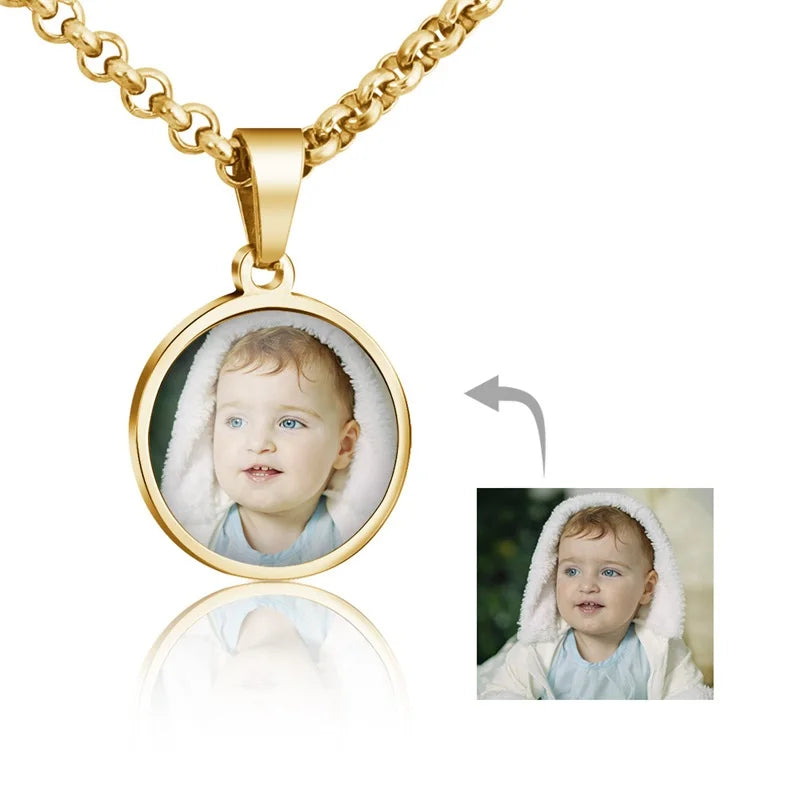 Colar com medalhão personalizado, colar com foto personalizada, colar de coração com nome gravado, colar com pingente em formato de coração de aço inoxidável, joia Sucesso Ativa