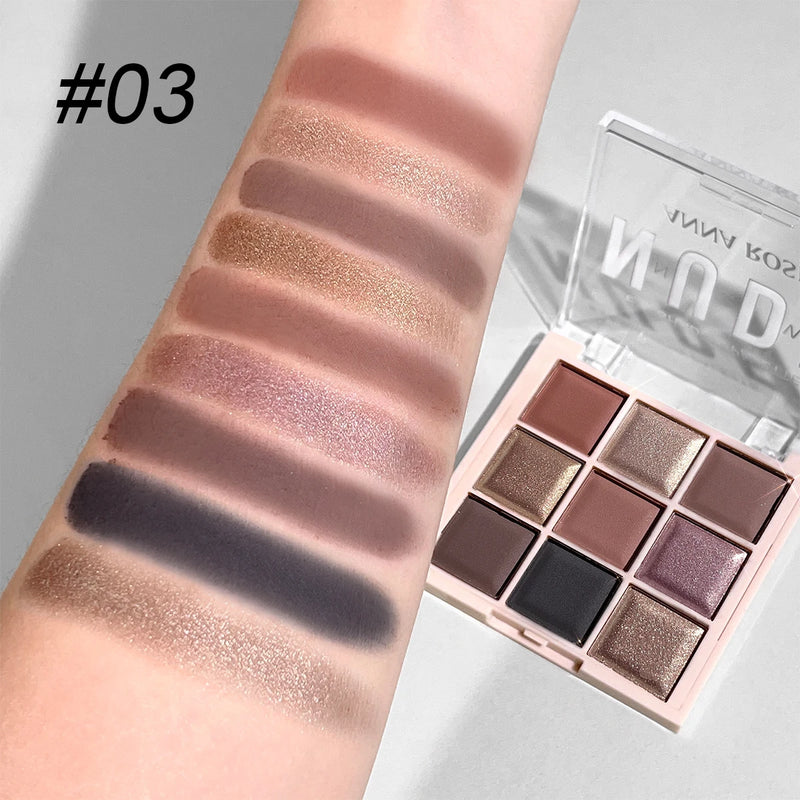 Paleta de sombras de 9 cores com glitter fino, cintilante, matte e tons de chá com leite; mini, uso diário, maquiagem para estudantes Sucesso Ativa