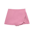TRAF Saia-calça feminina cintura alta marrom, saia estilosa verão rosa preta mini saia shorts assimétrico casual off white Sucesso Ativa