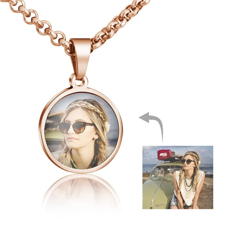 Colar com medalhão personalizado, colar com foto personalizada, colar de coração com nome gravado, colar com pingente em formato de coração de aço inoxidável, joia Sucesso Ativa