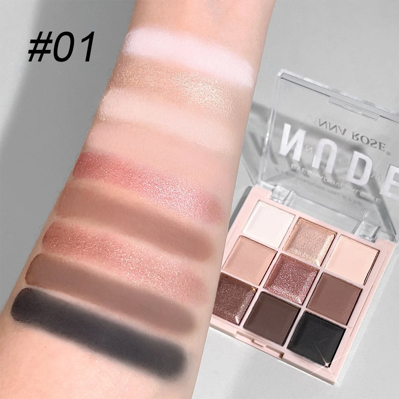 Paleta de sombras de 9 cores com glitter fino, cintilante, matte e tons de chá com leite; mini, uso diário, maquiagem para estudantes Sucesso Ativa