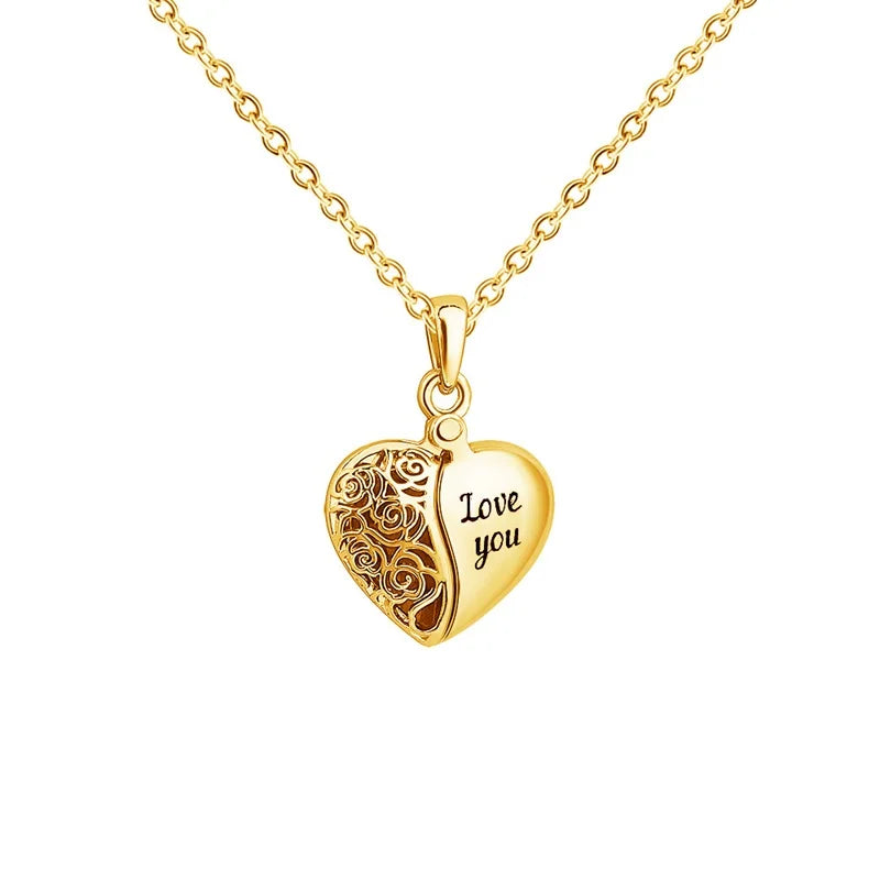 Colar com medalhão personalizado, colar com foto personalizada, colar de coração com nome gravado, colar com pingente em formato de coração de aço inoxidável, joia Sucesso Ativa
