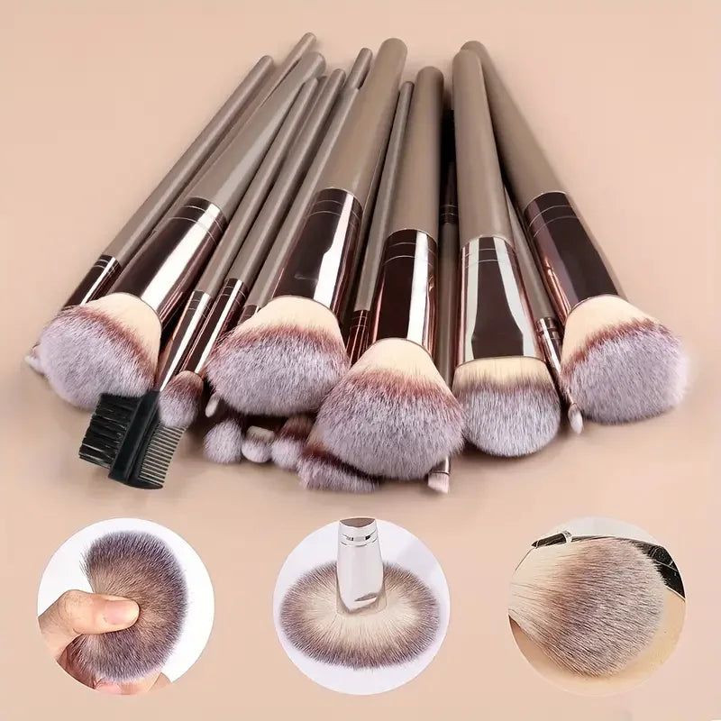 Conjunto profissional de 3 a 20 pincéis de maquiagem, macios e fofos, para base, sombra, corretivo, blush e pincel kabuki, ferramenta de beleza feminina Sucesso Ativa
