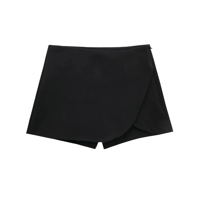 TRAF Saia-calça feminina cintura alta marrom, saia estilosa verão rosa preta mini saia shorts assimétrico casual off white Sucesso Ativa