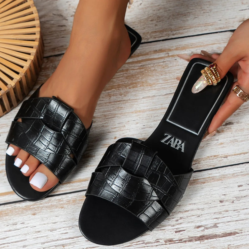 Chinelos baixos, sapatos casuais femininos, tendência 2024, vestidos elegantes de verão, sandálias de praia, designer de casa, bico redondo, marca de banheiro Sucesso Ativa