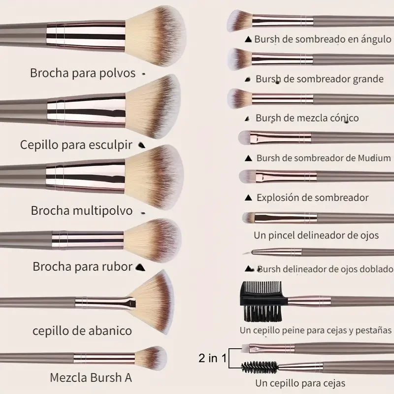 Conjunto profissional de 3 a 20 pincéis de maquiagem, macios e fofos, para base, sombra, corretivo, blush e pincel kabuki, ferramenta de beleza feminina Sucesso Ativa