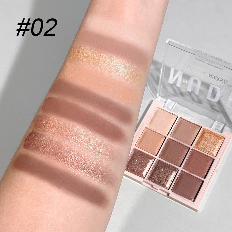 Paleta de sombras de 9 cores com glitter fino, cintilante, matte e tons de chá com leite; mini, uso diário, maquiagem para estudantes Sucesso Ativa